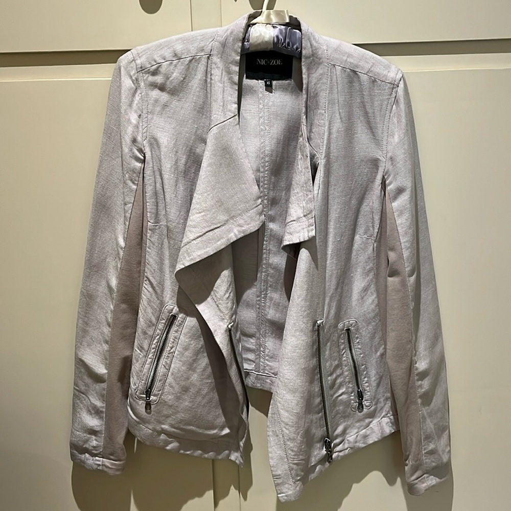 Nic+ Zoe gray linen jacket xs